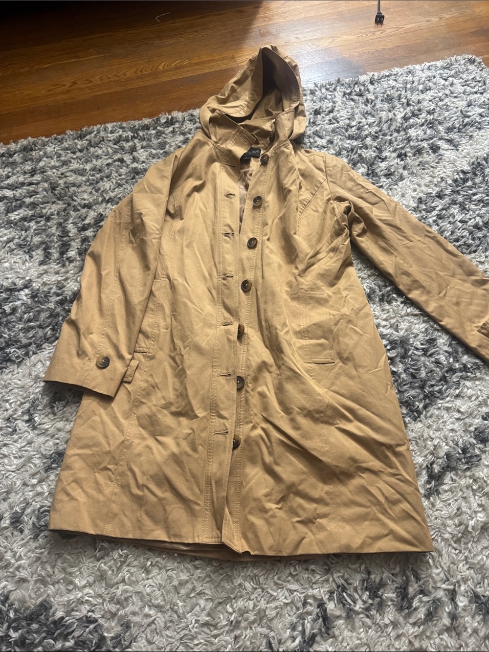 Rachel Zoe Hooded Trench Coat in Camel-Tan